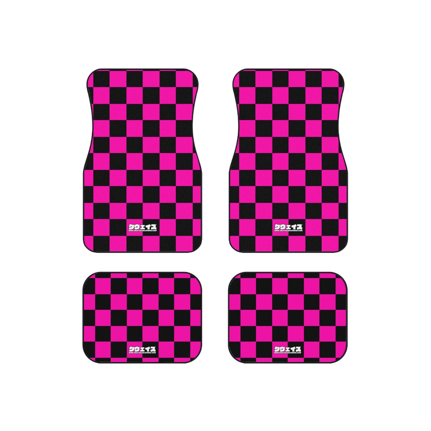 Pink Checkered Car Mats (Set of 4)